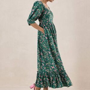 Umgee Floral Midi Dress Women's Size S Green Multicolor